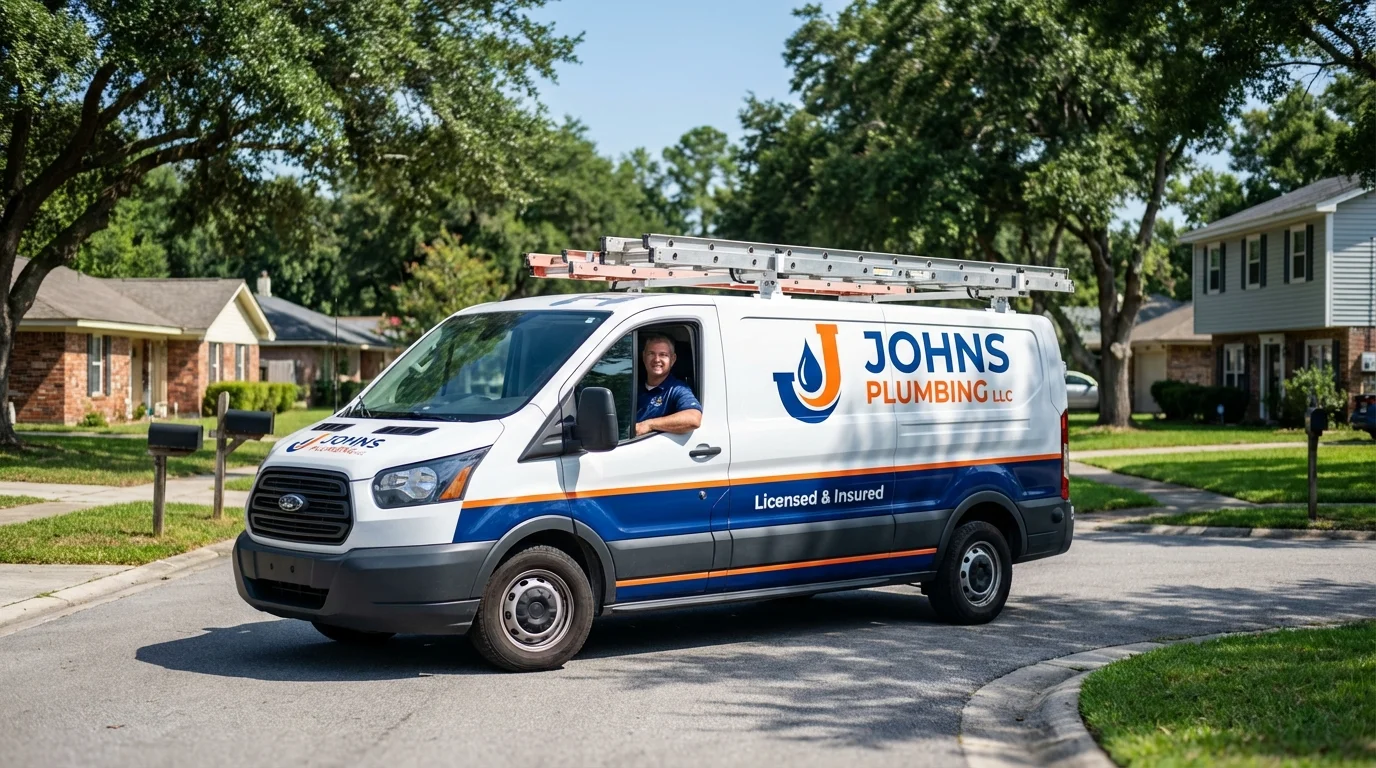Johns Plumbing LLC service van in Walled Lake, MI