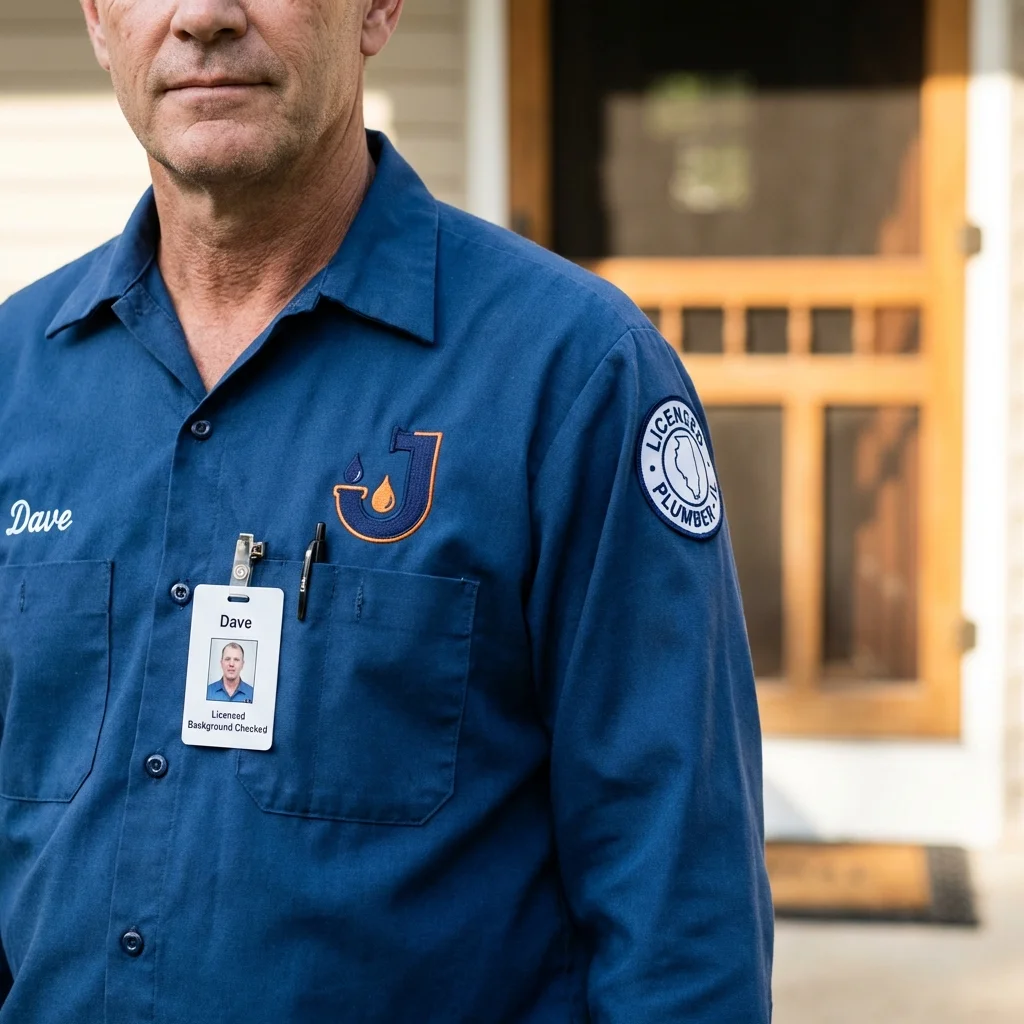 Licensed plumber showing ID badge in Walled Lake, MI