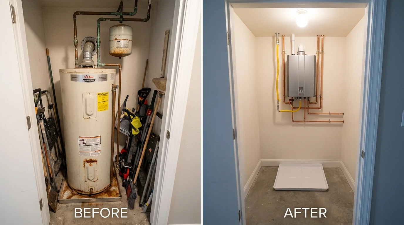 Tank water heater versus wall-mounted tankless unit comparison for Walled Lake, MI homeowners